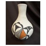 Acoma Pueblo Bird Pottery Vase Signed E.V.