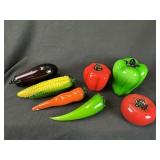 7pc Murano-Style Glass Art Fruits & Vegetables Lot