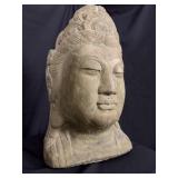 Cast Stone Guanyin Large Buddha Head Bust 18" H
