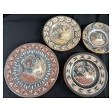 4 Mexican Tonalï¿½ Barro Bruï¿½ido Deer Plates