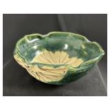 Japanese Oribe Ware Lotus Form Pottery Bowl