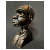 African Man Hand Carved Ebony Wood Sculptural Bust