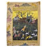 Persian Illuminated ManuscriptMiniature Hunt Scene