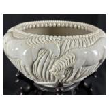 Wonderful Equestrian Relief Stoneware Centerpiece