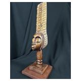 Tall African Tribal Art Head Bust Wood Carving
