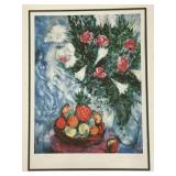 Marc Chagall Signed Fruits & Flowers Chromo Litho