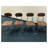 4 Columbia MCM School Chairs Wood Grain