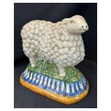 Vintage Majolica Style Pottery Sheep Figurine