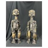 Baule Bronze Ancestral King & Queen Figures Pair