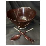 French MCM Rosewood & Sterling Salad Set
