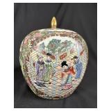 Chinese Rose Medallion Porcelain Melon Covered Jar