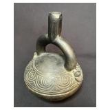 Chimu Pre-Columbian Blackware Stirrup Spout Vessel
