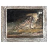 Emil Hess Abstract Figure Oil on Board Painting