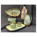 7Pcs. Frankoma Pottery PrairieGreen &Aztec Vessels