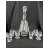 Cut Crystal Decanter & 6 Cordial Glasses