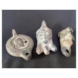 3 Roman Terracotta Figural Terracotta Oil Lamps