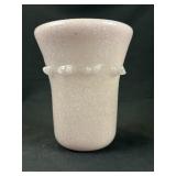 French Art Glass Vase - Pink Scavo Bubble Work