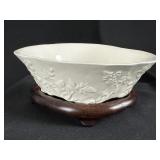 Dehua Blanc de Chine Floral Porcelain Bowl