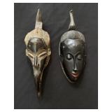 Pr African Ivory Coast Tribal Carved Wood Masks