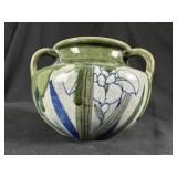 Japanese Awaji Pottery Floral Handled Vessel