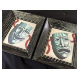 Pair Framed Comedy & Tragedy Pastels