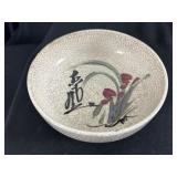 Antique Japanese Style Crackle Glaze Floral Bowl