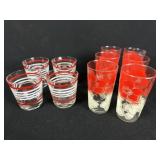 10 Vintage MCM Red & White Drinking Glasses