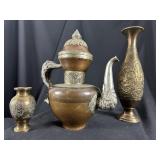 3 Persian & Tibetan Engraved Metal Vessels