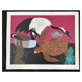 Colorful Hunt Slonem Crane II Colorful Litho Print