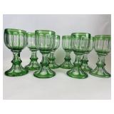 Vintage Emerald Green Paneled Goblets Set of 6