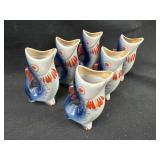 6pc Soviet Porcelain Carp Family Drinking Cups Set