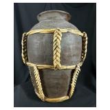 Antique Martaban Jar w/ Rattan Philippines