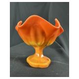 MCM "Bittersweet" Orange Slag Glass Compote Dish
