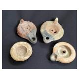 4 Greco-Roman Style Terracotta Oil Lamps