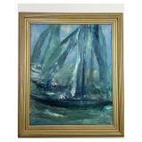 Emil Hess Sailboats Oil onCanvas Seascape Maritime