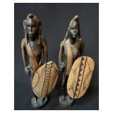 African Folk Art Kenya Masai Warrior Figure Pair