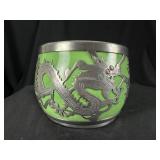 Chinese Yixing Pewter Overlay Dragon Waste Bowl
