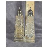 VINTAGE CUT GLASS SALT & PEPPER SHAKERS