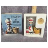 GRANNY AT WORK PORCELAIN CANDLE HOLDER