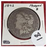 1892  MORGAN SILVER DOLLAR
