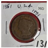 1851  BRAIDED HAIR LARGE CENT