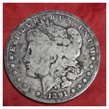 1891-S MORGAN SILVER DOLLAR