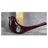 RUBY RED PILGRIM HAND BLOWN GLASS BIRD FIGURINE