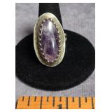 STERLING SILVER AMETHYST CHEVRON RING