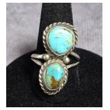 OLD PAWN. NAVAJO TURQUOISE STERLING SILVER RING