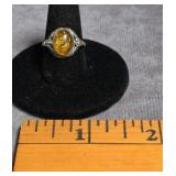 STERLING SILVER BALTIC AMBER STONE RING