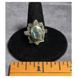 ABALONE MARCASITE STERLING SILVER RING