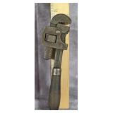 VINTAGE SMALL PIPE WRENCH WOOD HANDLE