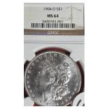 1904-O MORGAN SILVER DOLLAR MS 64