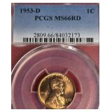 1953-D LINCOLN WHEAT CENT PCGS MS66RD